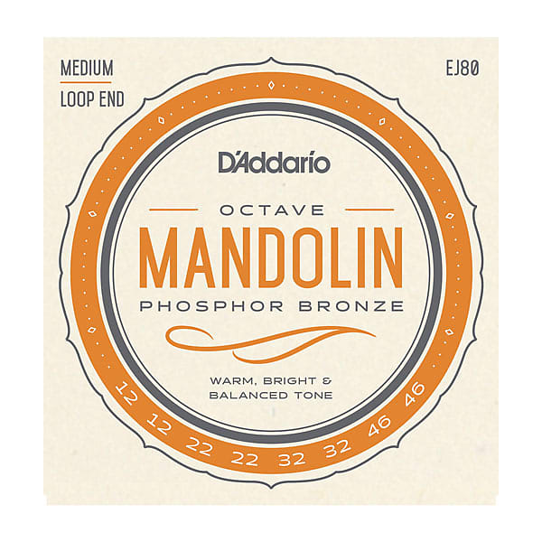 D'Addario EJ80 Phosphor Bronze Octave Mandolin Strings, Medium, 12-46