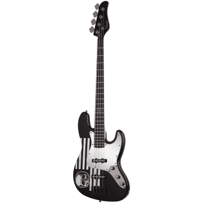 Schecter JD DeServio Signature J-4 Gloss Black with 'BLS' Distressed Flag