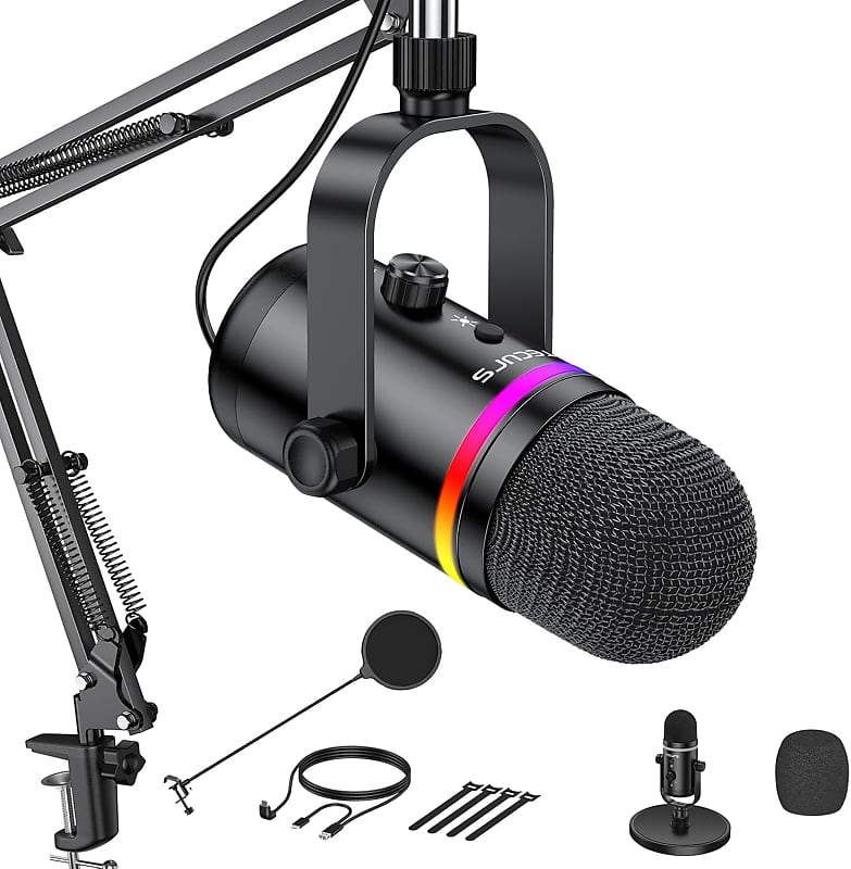 RGB Gaming MicrophoneUSB Microphone for Streaming Reverb