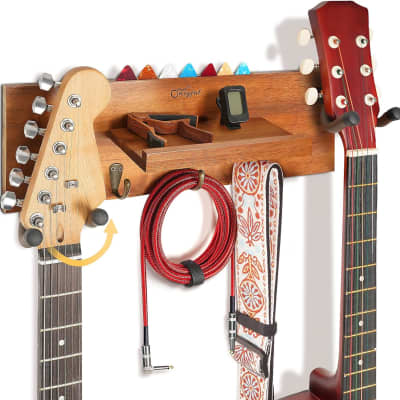 Guitar Wall Mount Hooks 2 Pack: Modern Design Guitar Hanger for Storage &  Display. Heavy Duty Ply Wood Guitar Hook Holder for the Wall. Hangers Stand