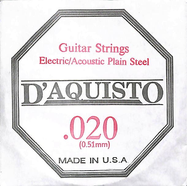 One (1) - .020 Plain Nickel Silver - D'Aquisto - Electric / Acoustic Guitar String image 1