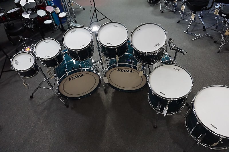 Tama STAR Bubinga 10-Piece Double-Bass Drum Kit Set in Wild Sea Blue Bosse  w/ Matching Snare Drum