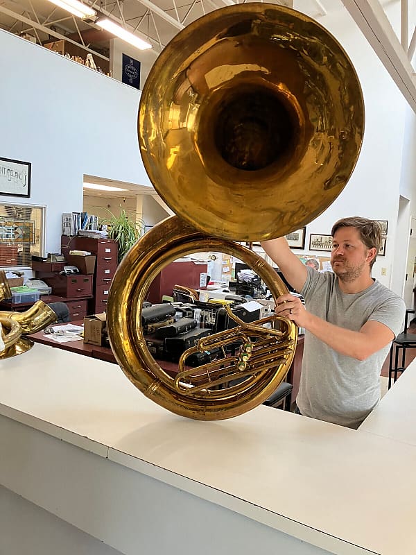 Used King Model 2350 Brass Sousaphone,Dents Removed, Good Reverb