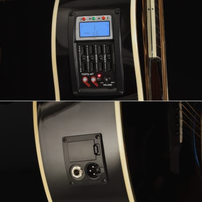 B-STOCK Lindo Black Fire Electro Acoustic Guitar with TOPS-4T Preamp / Tuner LCD / EQ & Gigbag image 4