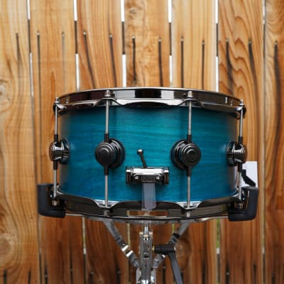 DW USA Collectors Series - 6.5 x 14" Pure Birch HVLT Shell Snare Drum - Azure Blue Satin Oil w/ Black Nickel Hdw. image 2
