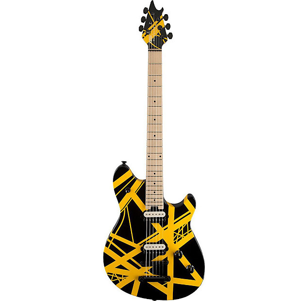 EVH EVH Wolfgang Special Striped TOM with Tune-o-Matic Bridge Black/Yellow Stripes image 1