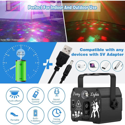 Portable Sound Activated Party Lights, Outdoor Indoor Battery