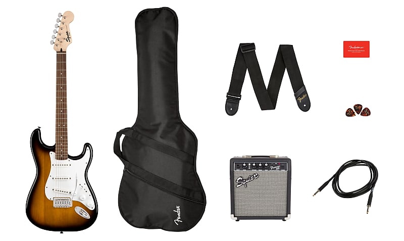 Squier Stratocaster Pack, Laurel Fingerboard, Brown Sunburst, Gig Bag, 10G - 120V image 1
