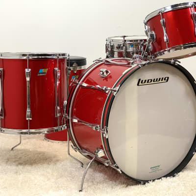 Ludwig 70s Mach 4 drum set 13/16/24/5x14 Supra and canister throne. Red Silk image 4