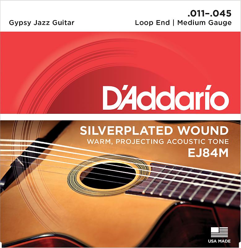 D'Addario EJ84M Gypsy Jazz Acoustic Guitar Strings, Loop End, Medium, 11-45 image 1