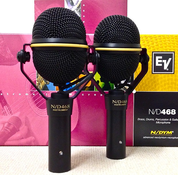 Electro-Voice ND468 microphones in original boxes. Two EV N/D468 drum mics  for one low price