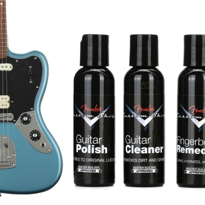 Fender Player Jaguar - Tidepool with Pau Ferro Fingerboard  Bundle with Fender Custom Shop Deluxe Guitar Care System - 4-Pack image 1