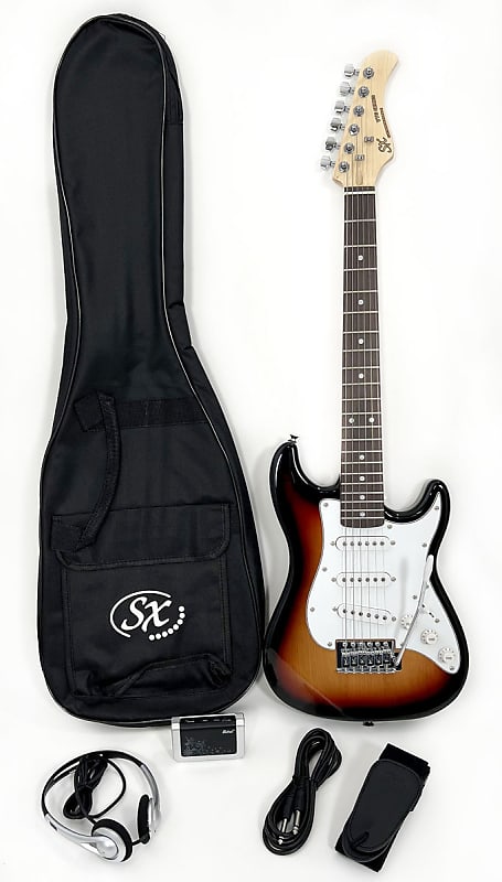 SX 1/2 Size Electric Guitar Package w/Bag Headphones & Video Lessons RST  1/2 3TS Sunburst