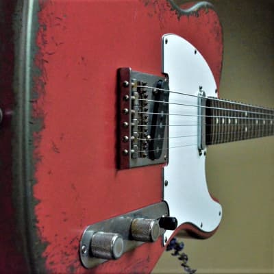 American Fender Telecaster Heavy Relic  Fiesta Red on Jade Green Metallic Custom Shop Pickups image 2