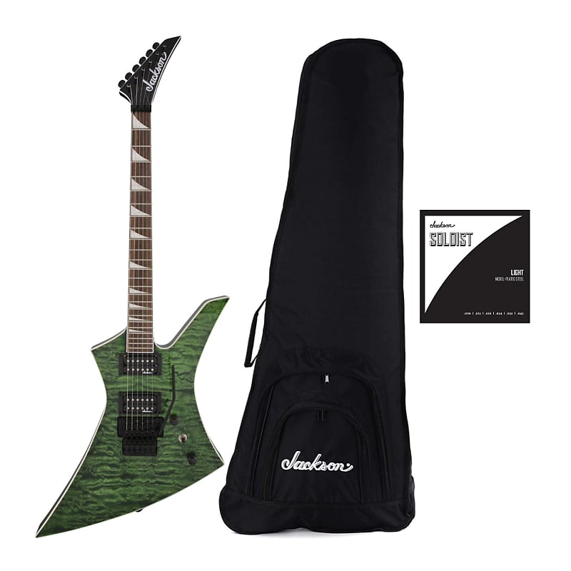 Jackson X Series Kelly KEXQ 6-String Electric Guitar (Transparent Green)  Bundle with Jackson Kelly Gig Bag and Strings (3 Items)