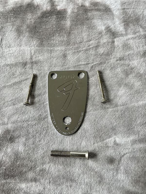 Fender Jazz bass neck plate 1976 Chrome Reverb