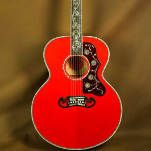 Gibson SJ-200 Custom Quilt Vine Trans Cherry Acoustic Guitar J-200 image 2