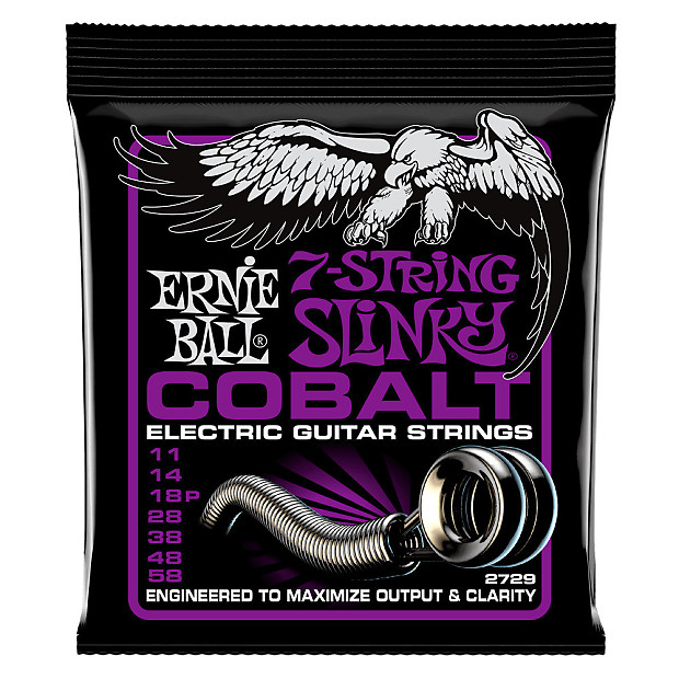 Ernie Ball 2729 Cobalt 7-String Power Slinky Electric Guitar Strings (11-58) image 1