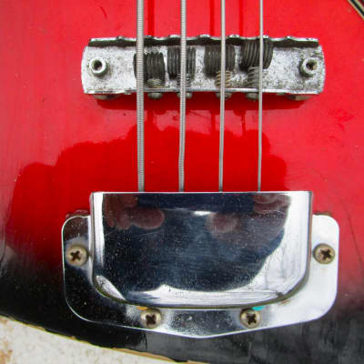 Harmony  Silhouette H-25 Bass Guitar, Late 1960's, USA, Cherryburst, Dearmond Pickup, Caseburst image 9
