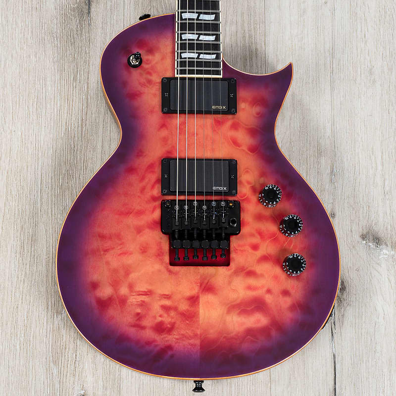 ESP USA Eclipse FR Guitar, Floyd Rose, EMG 81-X / 85-X, Quilt Cranberry Burst image 1