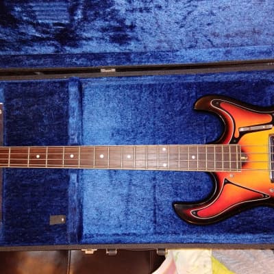 Teisco Bass Guitar 1960s Red Sunburst image 7