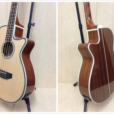 Caraya FB711BCEQN44 4-String Electric-Acoustic Bass Guitar, Natural + Free Gig Bag, picks image 5