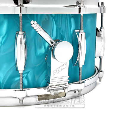 Gretsch USA Custom Snare Drum 14x6.5 Aqua Satin Flame w/Micro-Sensitive Throw-Off image 3