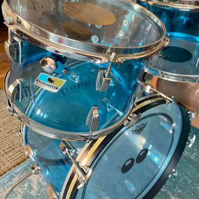 Ludwig Vistalite Big Beat 5pc Kit 12/13/16/22" with Matching 5x14" Snare Drum 1970s - Blue image 23
