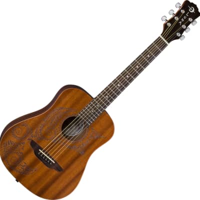 Luna Safari Tattoo Acoustic Travel Guitar, Natural w/ Gig Bag image 2