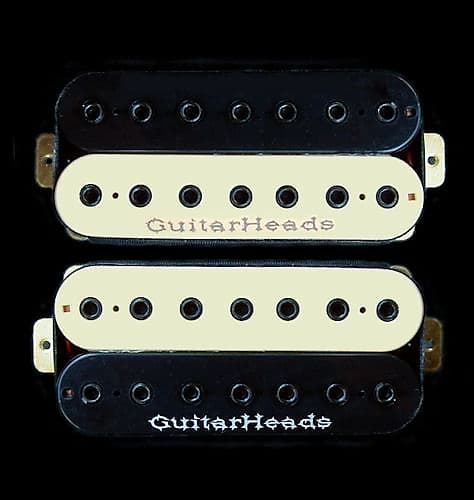 GuitarHeads HEXBUCKER Humbucker Pickups - 7-STRING - Bridge/Neck Set of 2 - BLACK/CREAM ZEBRA image 1