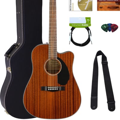 Fender CD-60SCE Solid Top Dreadnought Acoustic-Electric Guitar - All Mahogany w/ Hard Case image 1