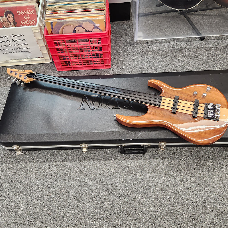 Carvin LB20 fretless bass with case 1993 Koa neck thru body Reverb