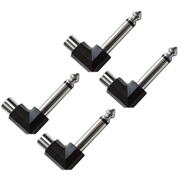 Seismic Audio SAPT102-4PACK Right-Angle RCA Female to 1/4" TS Male Cable Adapter (4-Pack) image 1