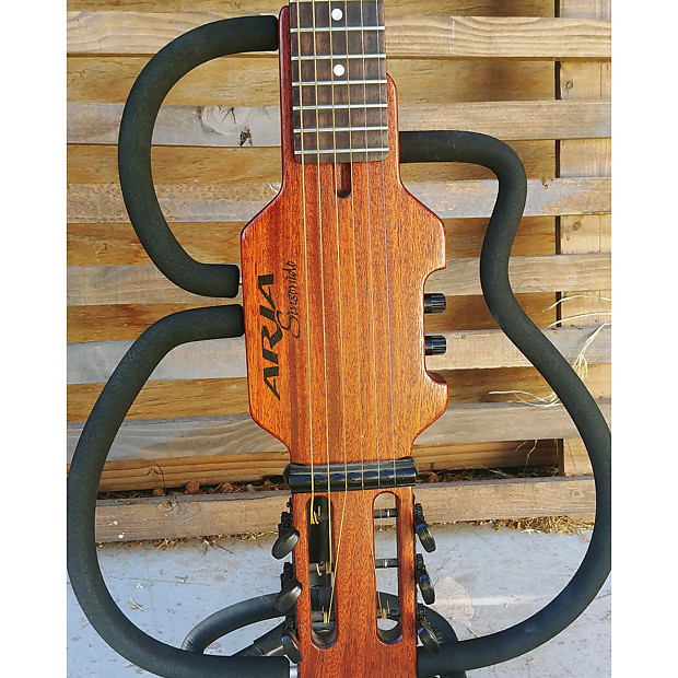 Aria Sinsonido AS-101S Modern Electric Acoustic Travel Guitar - Steel  String - Natural Mahogany