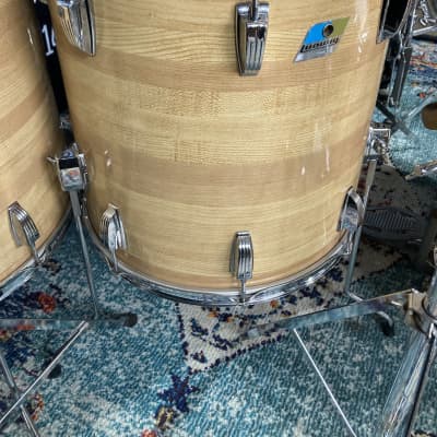 Ludwig 3 Ply Butcher Block Pro-Beat, 24,18,16,14,13, Blue/Olive Pointy Badge, Immaculate!! 1976 image 13