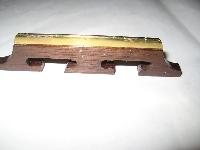 Harmony Bridge for 5 String Banjo Rosewood and Brass Vintage 1960's image 1