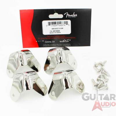 (Set of 4) Genuine Fender Nickel Metal Amp Corners 3-Screw Mounting with Screws image 3