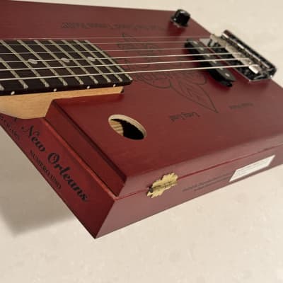 New Orleans 6 String Cigar Box Guitar #2 - Red - Stacked Humbucker - Video image 8