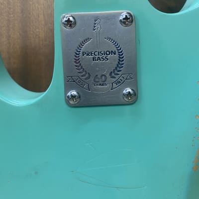 PartsCaster  Precision Bass Relic / Aged (P BASS) - Surf Green Nitro Finish & Seymour Duncan PU's image 8