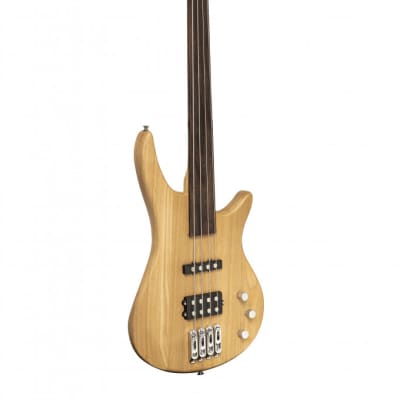 Stagg SBF-40 NAT FL Fusion Ash Body Hard Maple Bolt-on Neck 4-String Fretless Electric Bass Guitar image 3