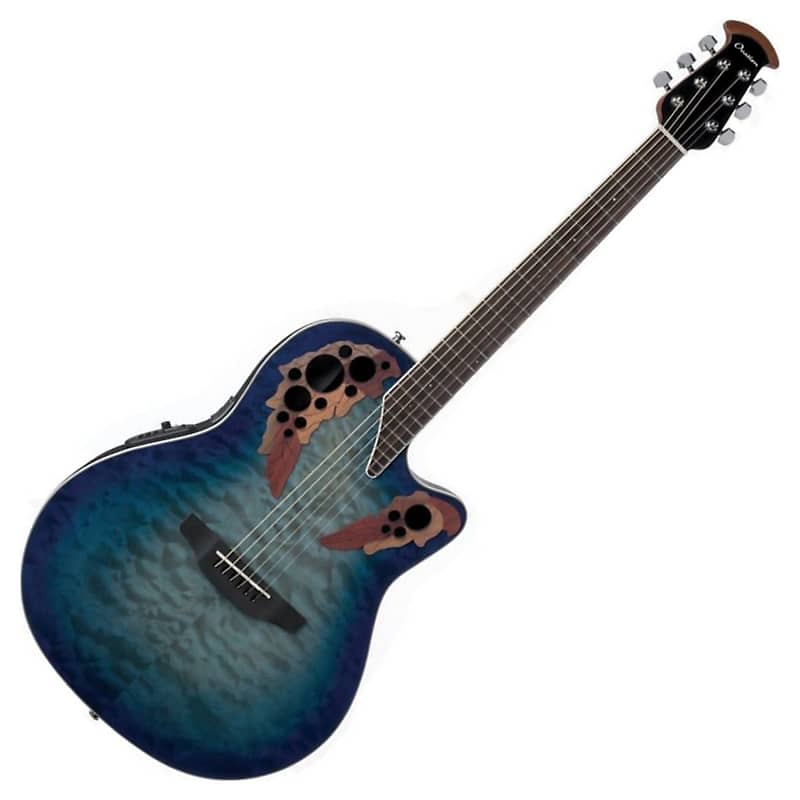 Ovation CE48P-RG Celebrity Exotic Super Shallow Figured Top 6-String  Acoustic-Electric Guitar w/Gig Bag