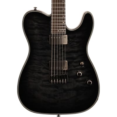 Schecter Hellraiser Hybrid PT Electric Guitar, Transparent Black Burst, Blemished