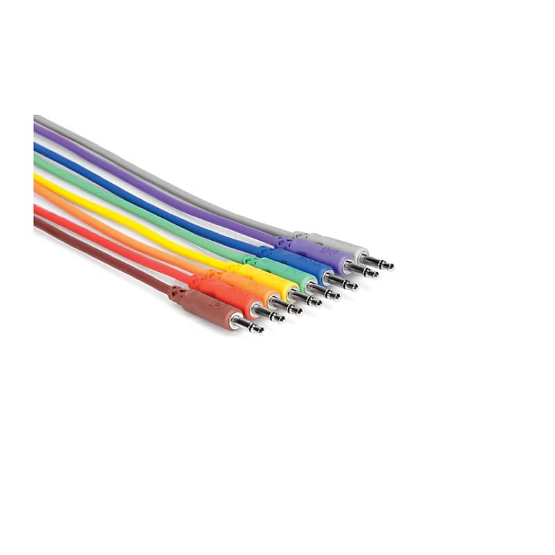 Hosa - Unbalanced Patch Cables 3.5mm TS male to Same (8), Mult, 1ft image 1