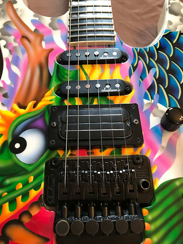 Vintage 1993 Jackson USA Custom Shop Dinky Multi Color DRAGON Graphic  Ontario CA w/Hardshell Case