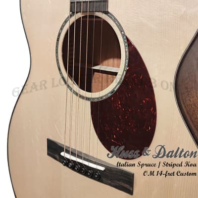 Huss & Dalton OM Custom Italian straight-gained Spruce & Striped Koa handcrafted 14-fret guitar 5822 image 7