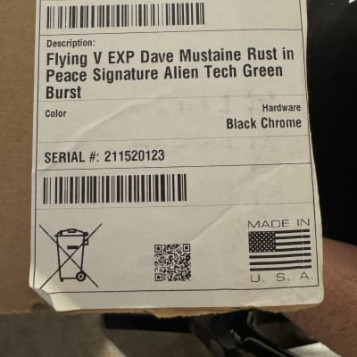 Gibson Dave Mustaine Signature "Rust in Peace" Flying V EXP 2022 - Present - Alien Tech Green image 23