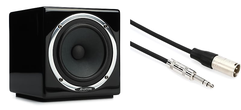 Avantone Pro Active MixCube 5.25 inch Powered Studio Monitor - Gloss Black (each)  Bundle with Pro Co BPBQXM-2 Excellines Balanced Patch Cable - TRS Male to XLR Male - 2 foot image 1