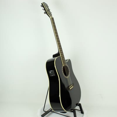 Washburn WD10SCEB Acoustic Electric Guitar, Black (USED) image 2