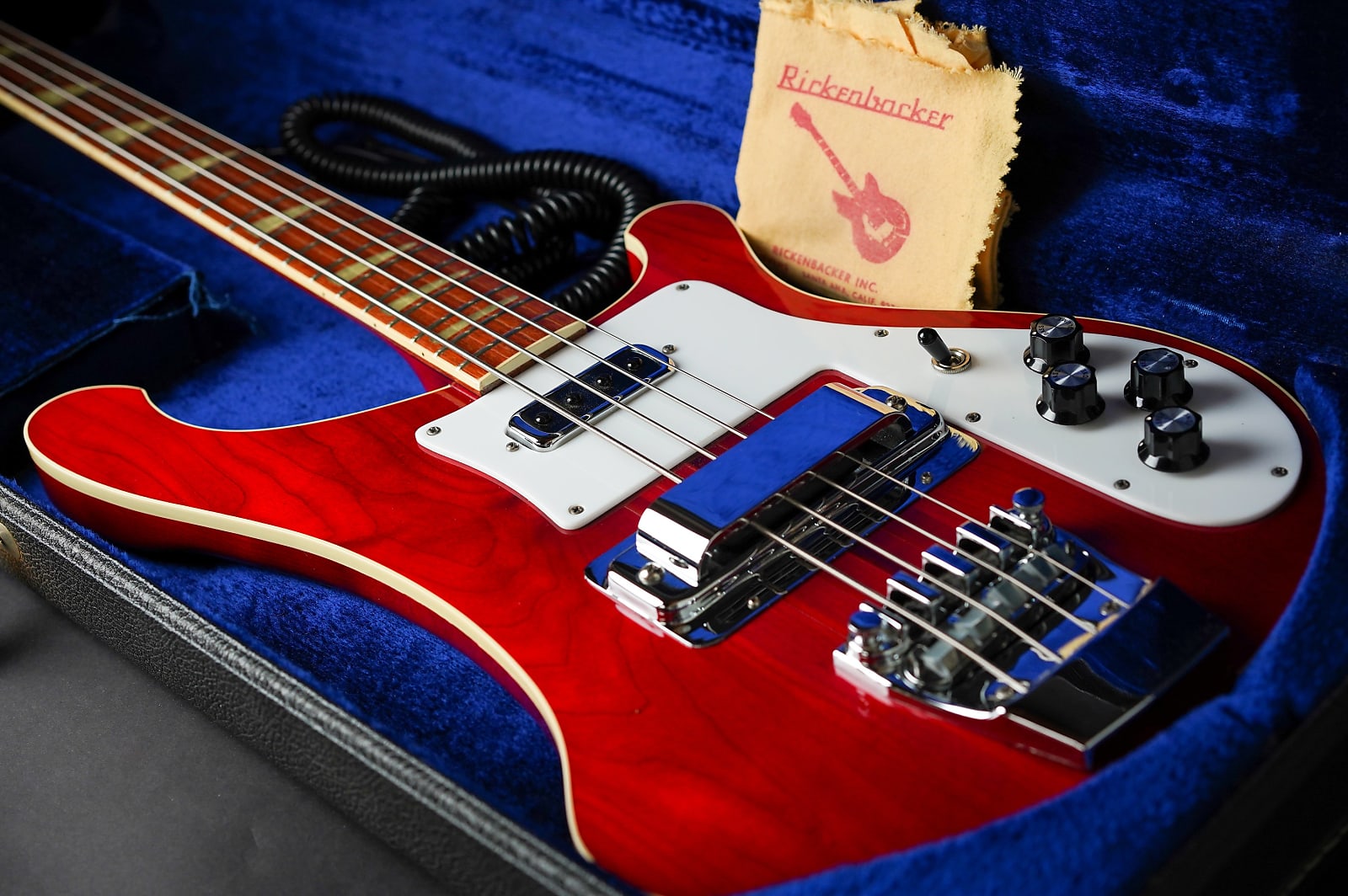 1976 Rickenbacker 4001 Bass Ruby Red Finish Electric Guitar w/OHSC image 4