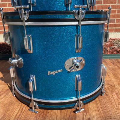 1960s Rogers Holiday Drum Set Blue Sparkle 20/12/14 image 9